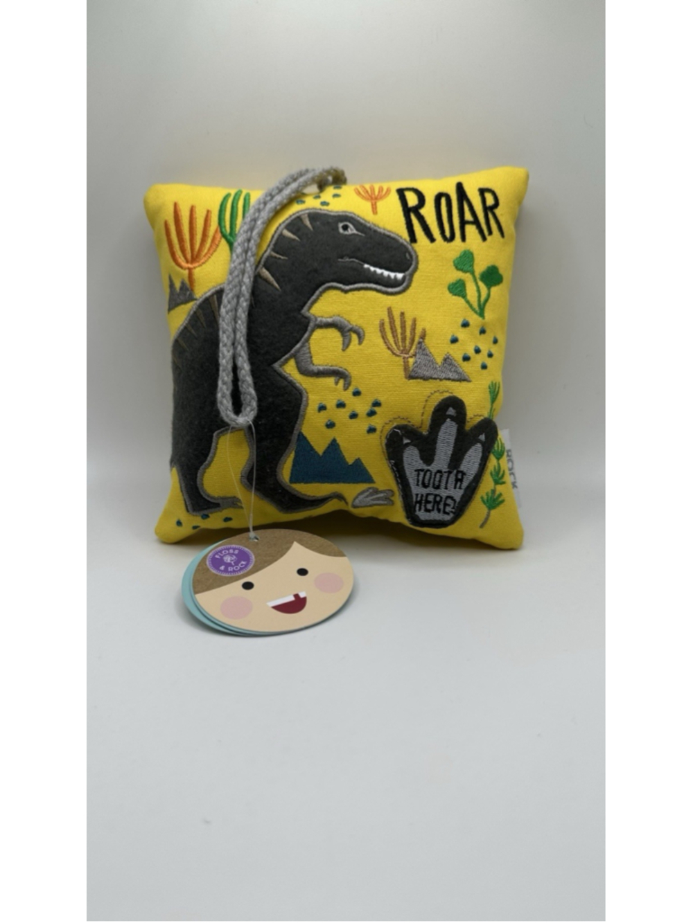 Dinosaur Tooth Fairy Pillow With Pouch for Tooth Floss & Rock NWT NEW!